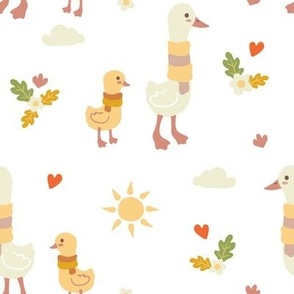 Children pattern with goose 1, white background