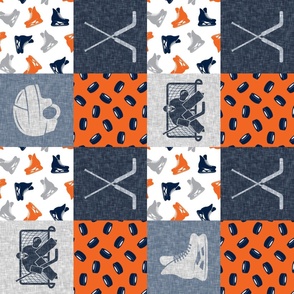 Hockey Goalie Patchwork - Hockey Skates Sports Wholecloth - orange/navy (90)  - LAD24