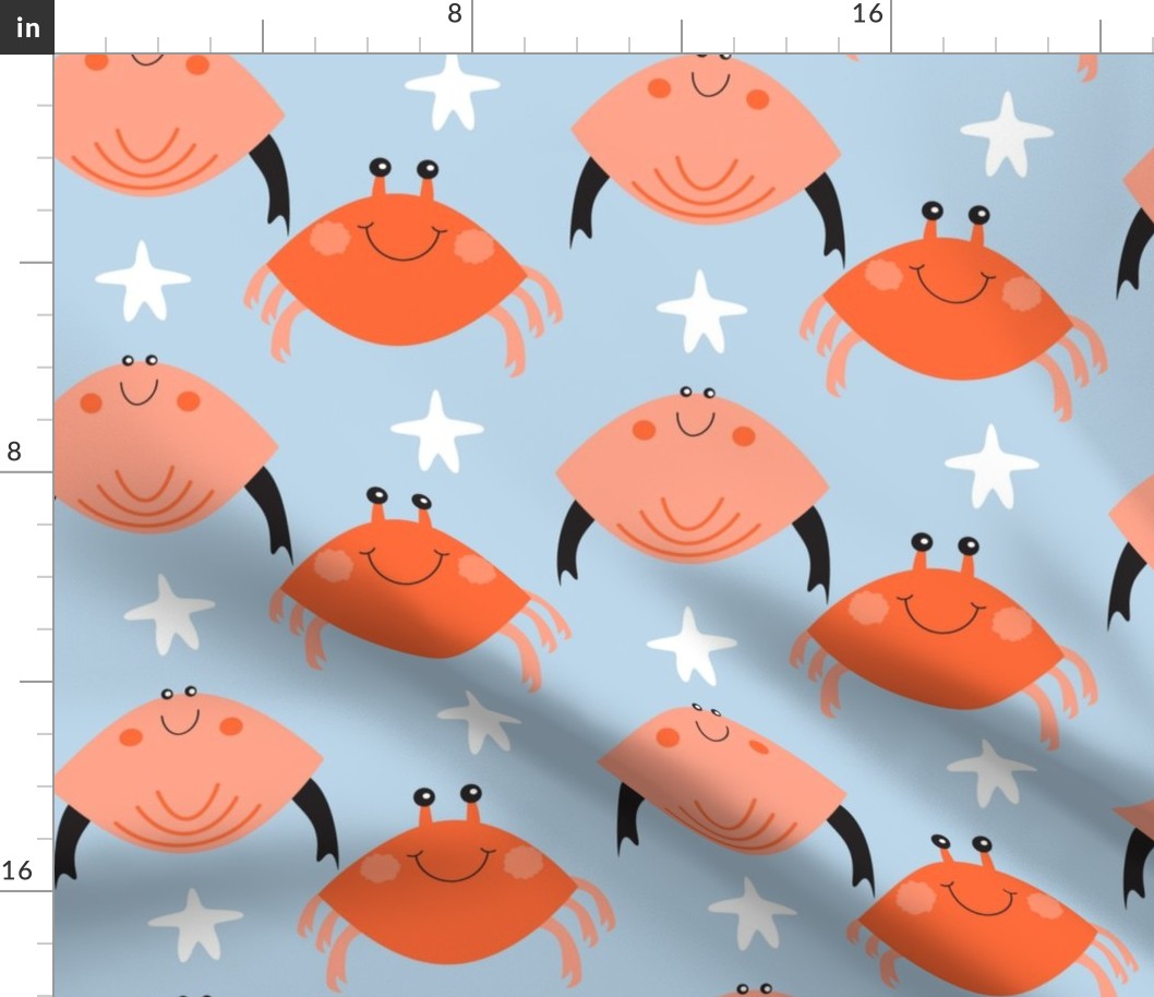 Cute crab design on blue background