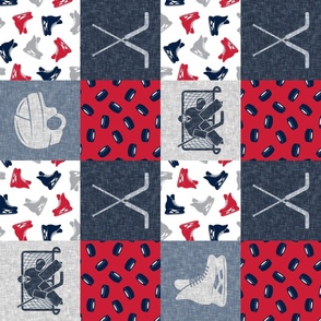 Hockey Goalie Patchwork - Hockey Skates Sports Wholecloth - red/navy (90)  - LAD24