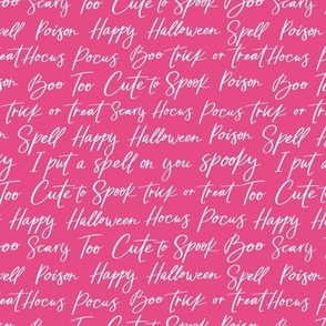 Halloween Lettering-Trick or Treat, Happy Halloween, Too cute to Spook on Barbie pink