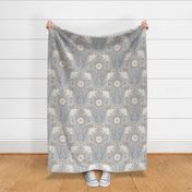 Rabbits and Lilies (18") - light warm grey
