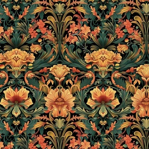 Golden Flourish Art Nouveau Tapestry