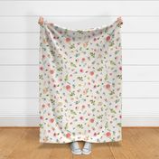 XL Woodland Flowers (pearl) - Pink Peach Blue Floral