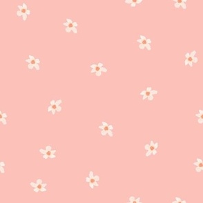 Small | Cute Little Light Pink Flowers on Pink Background