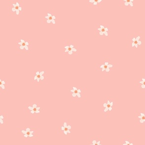 Jumbo | Cute Little Light Pink Flowers on Pink Background