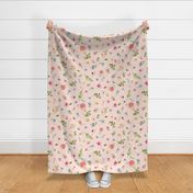 XL Woodland Flowers (baby pink) - Pink Peach Blue Floral