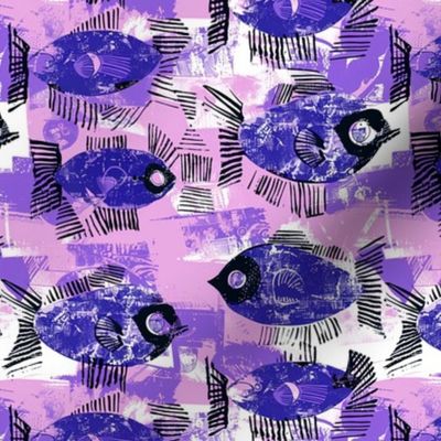 Nebulous Depths: Exploring the Mystique of the Purple Abstract Pisces Fish