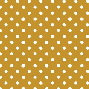 Large - Handdrawn Dots - rainbow quilting collection - white on Mustard (light brown yellow) - Petal Signature Cotton Solids coordinate