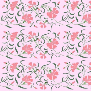 1886 Floral Stripe Pink on Pink