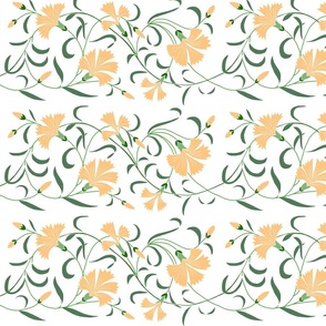 1886 Floral Stripe Peach on White