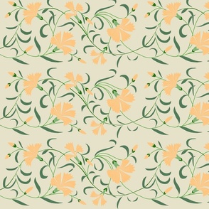 1886 Floral Stripe Peach on Beige