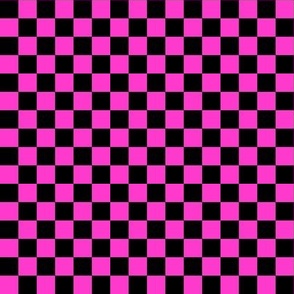 Neon Checks - Micro - Classic Dark Black & Hot Fuchsia Pink - Florescent Fun