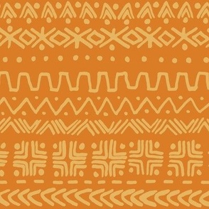 large - Bogolan tribal stripes - mudcloth fabric - earth yellow on ochre yellow