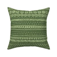 large - Bogolan tribal stripes - mudcloth fabric - tea light green on dark fern green