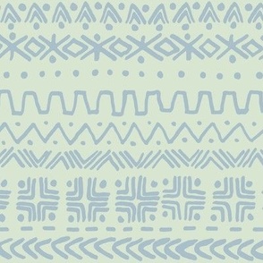 large - Bogolan tribal stripes - mudcloth fabric - light gray beige on honeydew light green