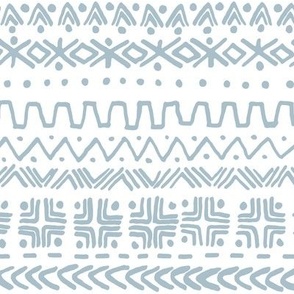 large - Bogolan tribal stripes - mudcloth fabric - light blue gray on white