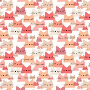 cat - nala cat peach fuzz - pantone peach plethora color palette - cute stylized cat fabric and wallpaper