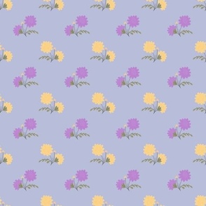 purple and yellow floral seamless pattern