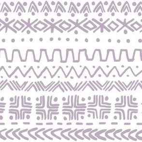 large - Bogolan tribal stripes - mudcloth fabric - rose quarz light purple on white