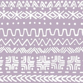 large - Bogolan tribal stripes - mudcloth fabric - white on rose quarz light purple