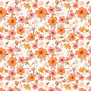 summer-florals-8x8, pink and orange florals
