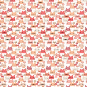 small scale cat - nala cat peach fuzz - pantone peach plethora color palette - cute stylized cat fabric and wallpaper