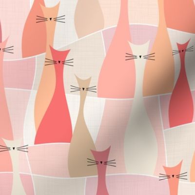small scale cat - peach fuzz ollie cat - pantone peach plethora color palette - cat wallpaper and fabric