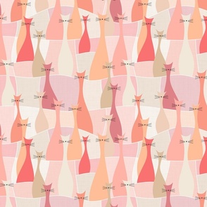 small scale cat - peach fuzz ollie cat - pantone peach plethora color palette - cat wallpaper and fabric