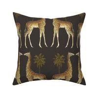 Vintage Giraffes and Palm Trees - Custom on brown background