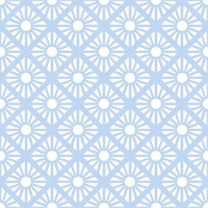 diamond sun on point radiating sun rays white on pale sky blue 3 three inch block geometric two color blender wallpaper and accessories