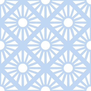 diamond sun on point radiating sun rays white on pale sky blue 6 six inch block geometric two color blender wallpaper and accessories