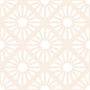 diamond sun on point radiating sun rays white on pale buff tan brown 6 six inch block geometric two color blender wallpaper and accessories