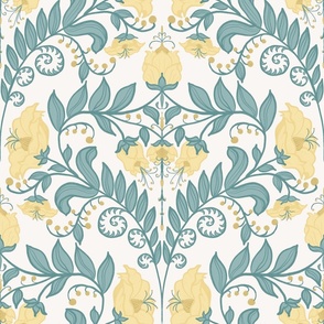 Romantic Yellow wild flowers in ivory - large