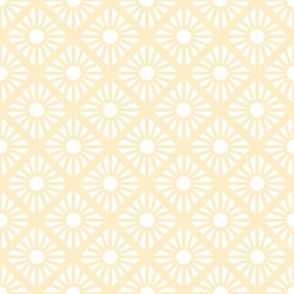 diamond sun on point radiating sun rays white on pale lemon yellow 3 three inch block geometric two color blender wallpaper and accessories
