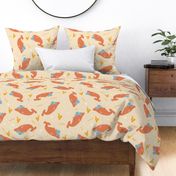 (L) Cowboy Dolphins - Terracotta and Peach Teal Yellow Western Kids Nursery Funny Animals Ocean Life Coastal