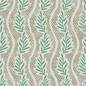 Wavy Textured Vine in soft green and teal turquoise