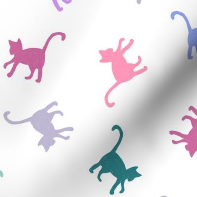 Tossed Cats Silhouettes in Bright Colors