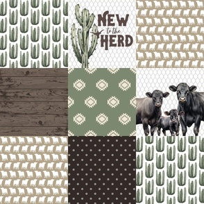 Green Black Angus Cow Family Patchwork 