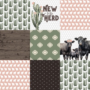 Blush Pink Black Angus Cow Family Patchwork