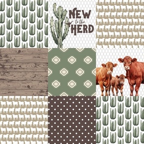 Green Rust Angus Cow Family Patchwork