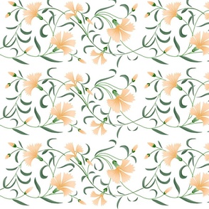 1886 Floral Stripe Peach on White Shaded