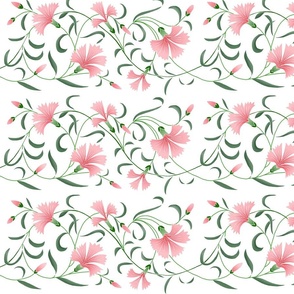 1886 Floral Stripe Pink on White Shaded