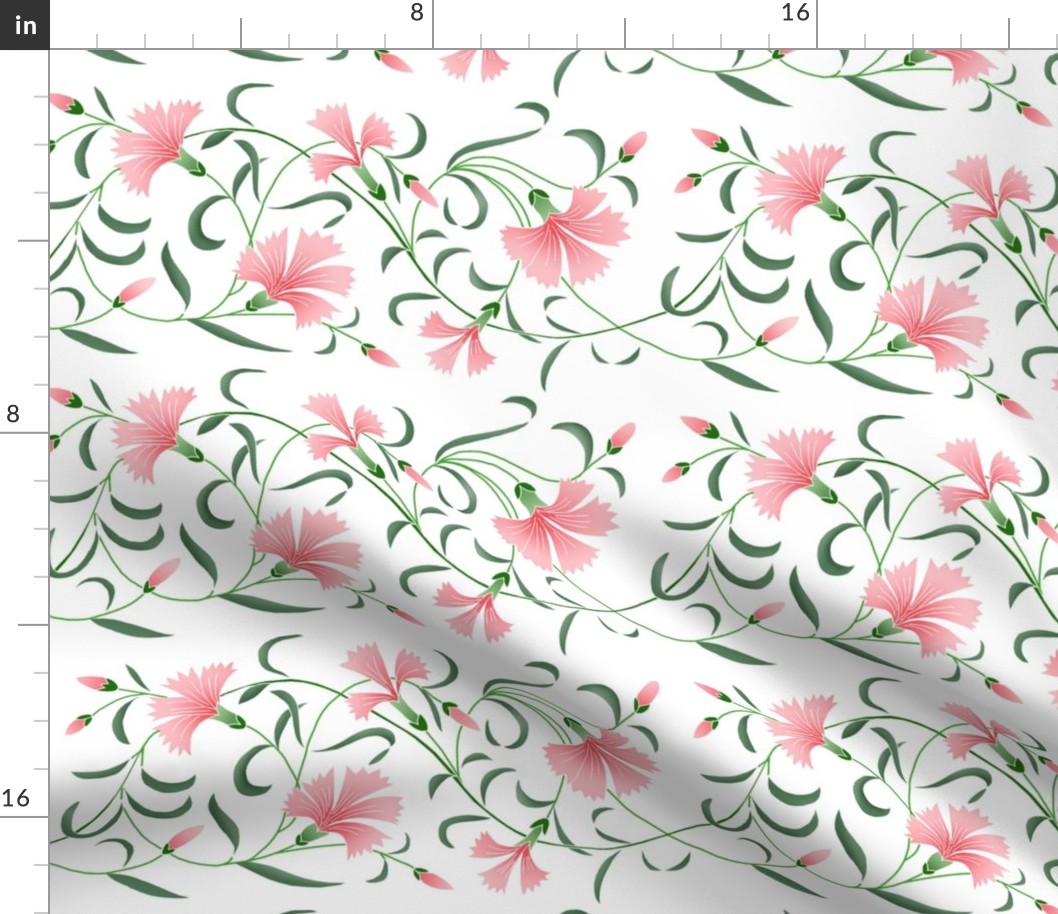 1886 Floral Stripe Pink on White Shaded