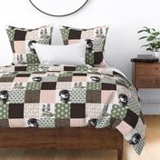 Blush Pink Black Angus Cow Family Patchwork - Rotated