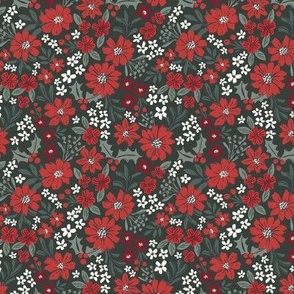 Xmas Floral Grace_Christmas Holly_Small_Deep Forest