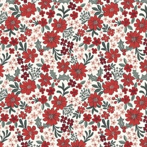 Xmas Floral Grace_Christmas Holly_Small_Cream-Coral Pink