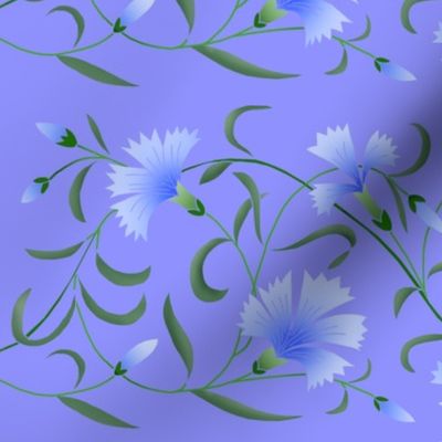 1886 Floral Stripe Blue Violet Shaded