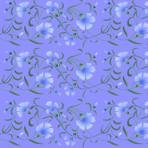 1886 Floral Stripe Blue Violet Shaded