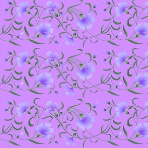 1886 Floral Stripe Violet Blue on Red Purple Shaded